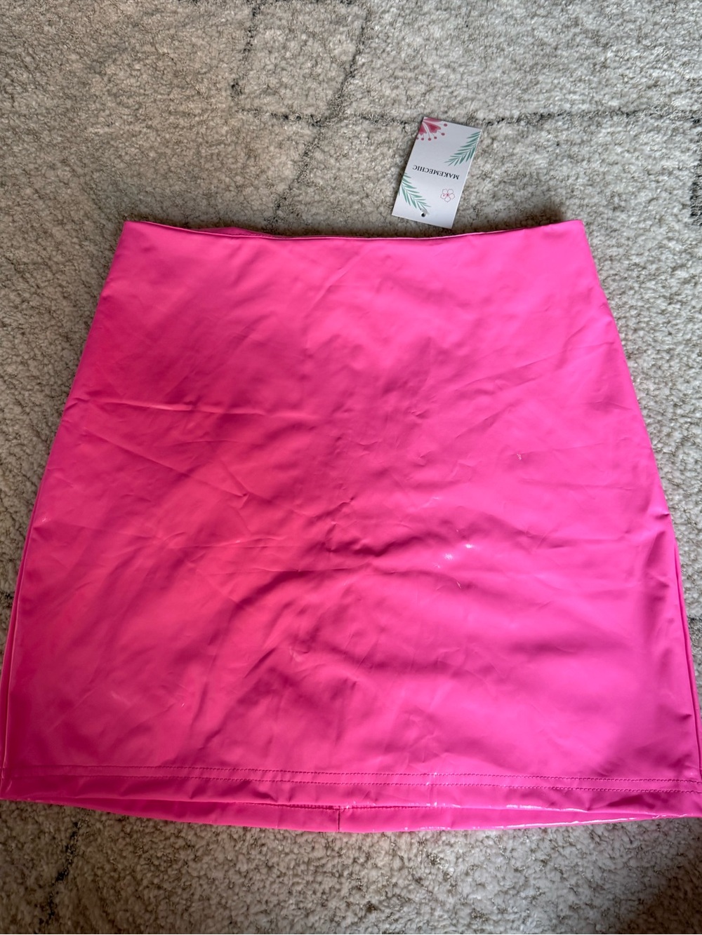 Pink Faux Leather Mini Skirt Size Medium NEW WITH TAGS
